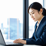 Modern Businesswoman in Office**

A professional Japanese businesswoman in a modest, tailored business suit, sitting confidently at a sleek, modern desk in a bright, contemporary office. She's working on a laptop. The background includes blurred city views. fully clothed, appropriate attire, safe for work, perfect anatomy, natural proportions, professional, family-friendly, well-formed hands, proper finger count.

**