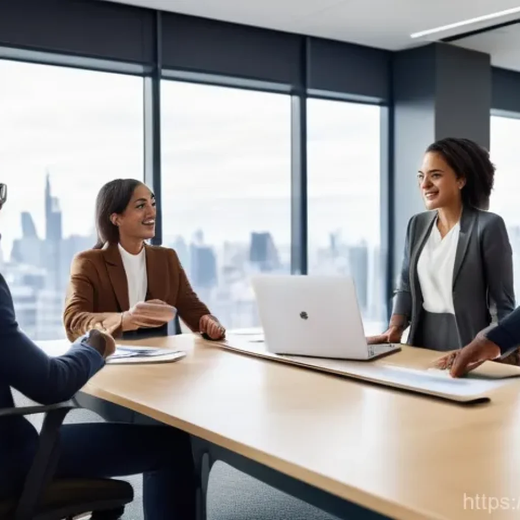 광고홍보사와 광고 트렌드 분석 - **Collaborative Business Strategy Session**
"A diverse group of five business professionals, com...