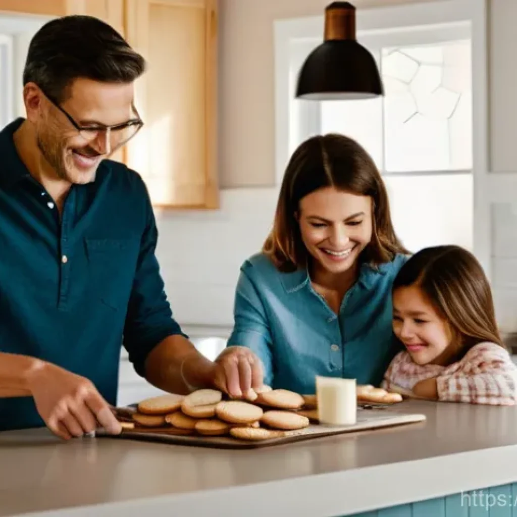 광고홍보사와 비주얼 스토리텔링 광고 - **Warm Family Moment of Discovery**
A wide shot capturing a diverse family of four – two parents...