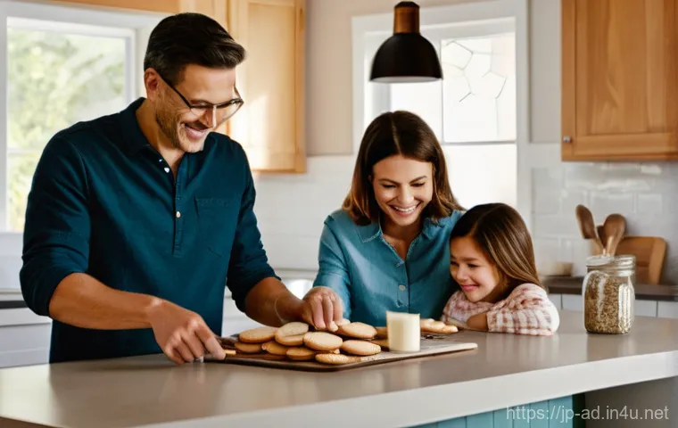 광고홍보사와 비주얼 스토리텔링 광고 - **Warm Family Moment of Discovery**
    A wide shot capturing a diverse family of four – two parents...