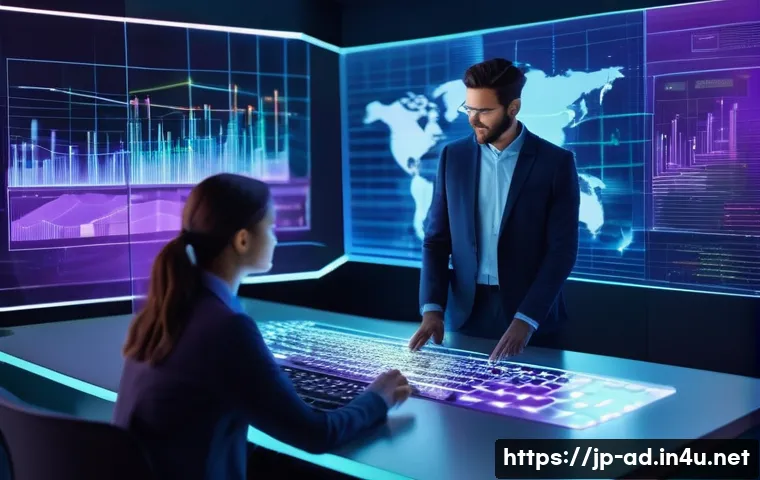 광고홍보사와 효과적인 미디어 광고 캠페인 - **Prompt:** A sleek, futuristic marketing control room. A diverse team of professionals (men and wom...