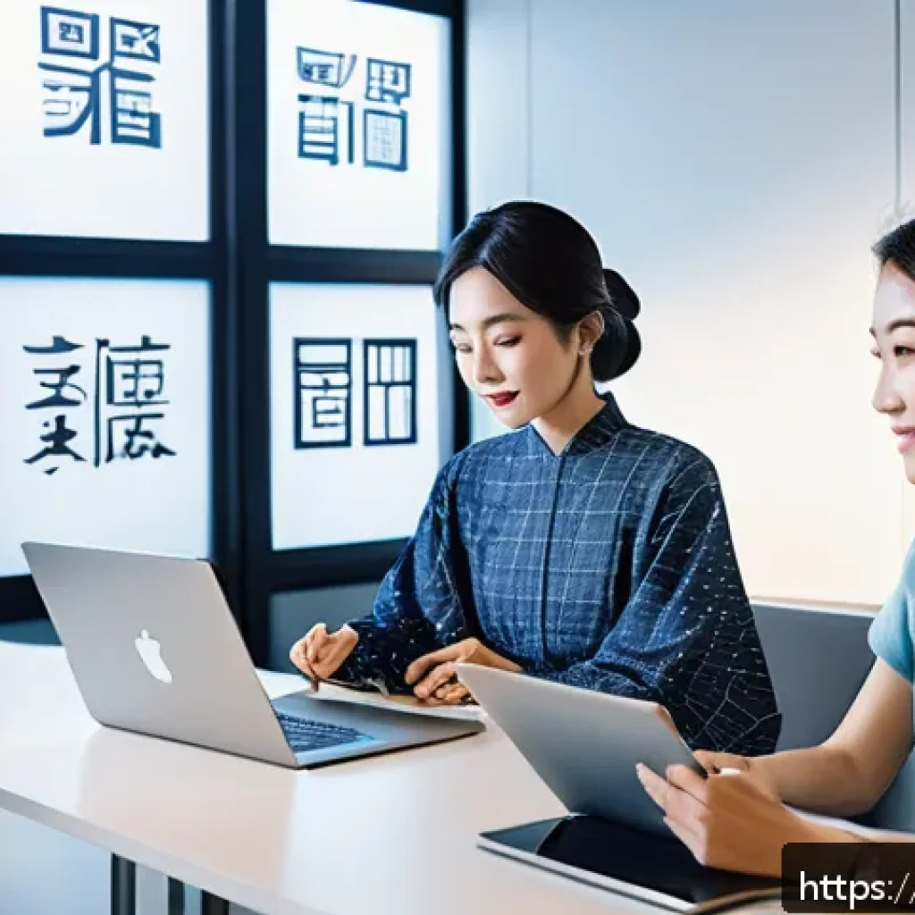 광고홍보사와 광고 제작 팀워크 - A modern Japanese creative team in a bright, sleek office space collaborating on a digital advertisi...