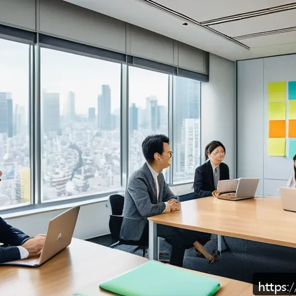 광고홍보사와 광고 크리에이티브 워크샵 - A modern creative advertising workshop scene set in a bright, contemporary meeting room filled with ...