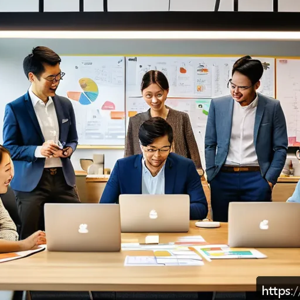 광고홍보사와 감성 광고의 성공 요소 - A modern digital marketing office scene showing a diverse creative team collaborating enthusiastical...