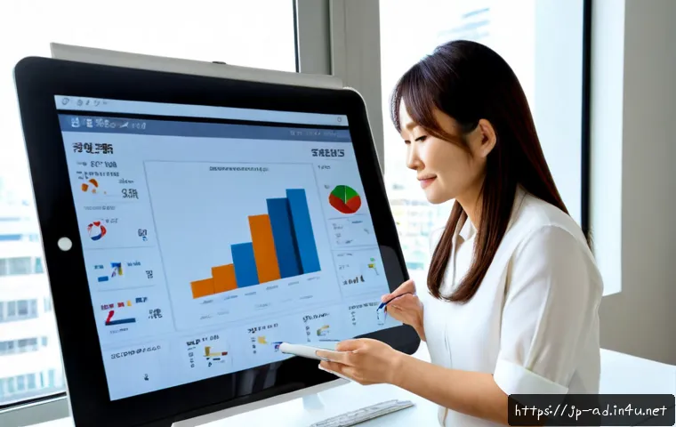 광고홍보사와 광고 투자 효율성 분석 - Photorealistic Japanese advertising agency consultation, a confident middle-aged businesswoman and a...