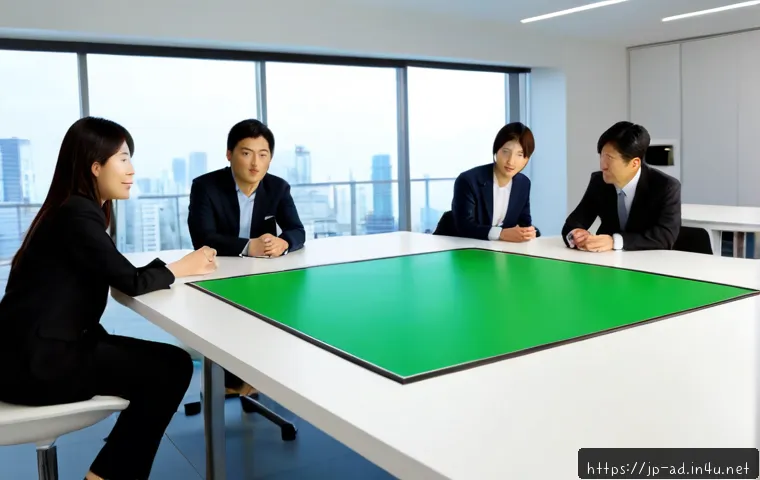 광고홍보사와 이벤트 마케팅 - Photorealistic Japanese advertising agency team planning an event marketing campaign around a large ...